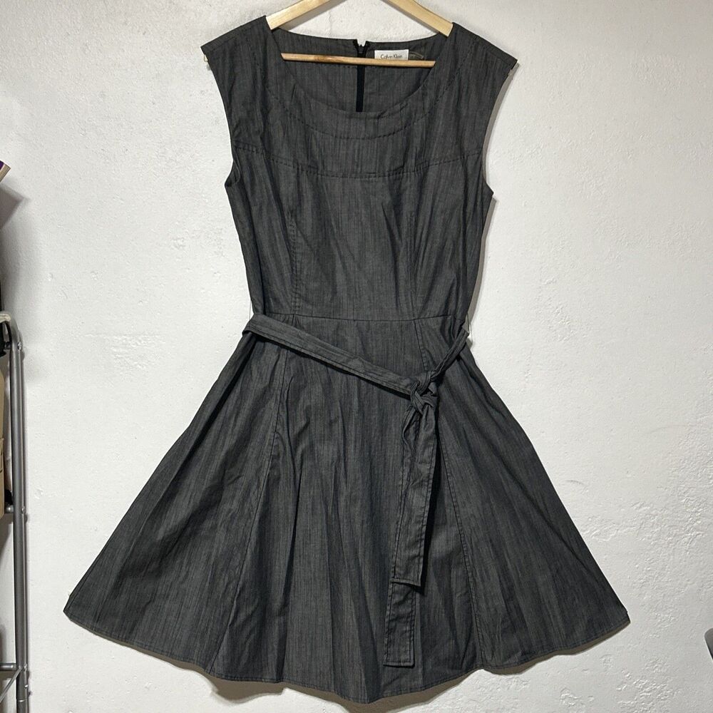 Calvin Klein Gray Womens Dress Sz. 10 Casual Flared Business Work - Picture 2 of 13